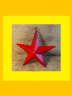 One (1) Red Painted Tin Star with Hanging Loop 6 3/4" by 6 3/4" One (1)16006B